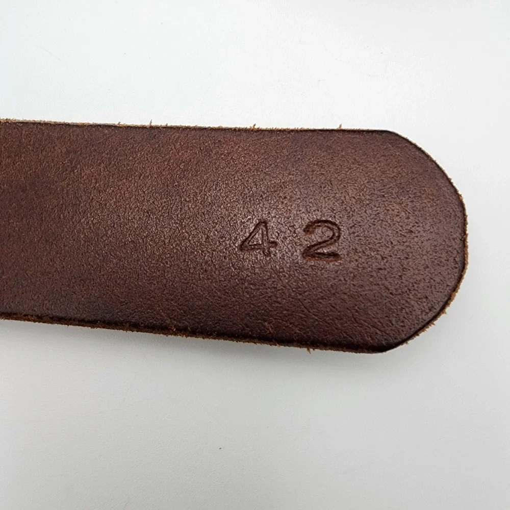 Amish Made USA Handcrafted Men's Brown Leather Belt‎ Size 42 Western